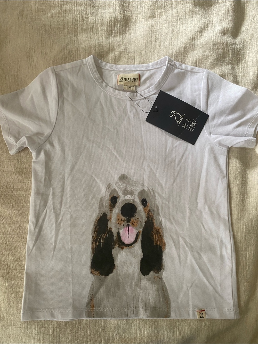 Me & Henry Kids White Dog Graphic Tee